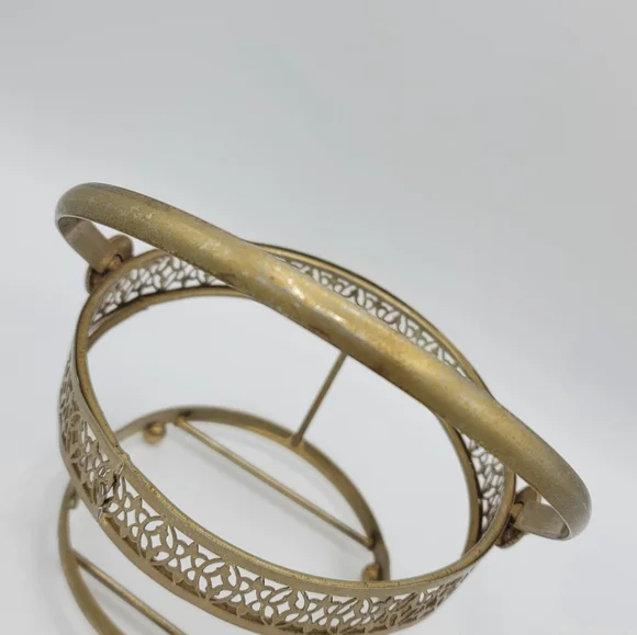 Libbey Starlight Golden Foliage Ice Bucket Metal Carrier Mid-Century Modern Vtg - Picture 2 of 16